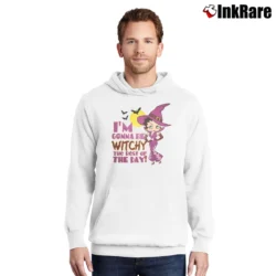 Men’s Witchy Halloween Betty Boop Graphic Cartoon Pullover Hoodie in white | Cozy, Durable, Modern Fit
