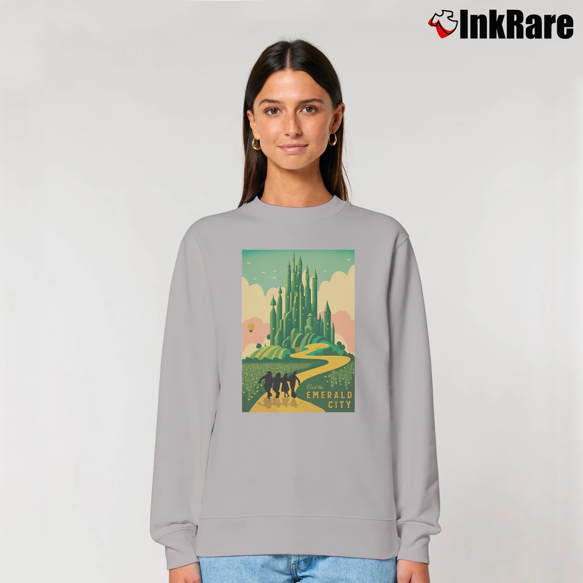 Women’s Wizard Of Oz Emerald City Relaxed Sweatshirt in sport grey | Soft, Laid-Back Vibe