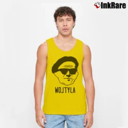 Men’s Wojtyla Christian Catholic Graphic Tank Top in yellow | Breathable, Active-Friendly Design