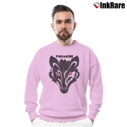Men’s Wolfmother Black Wolf Rock Crewneck Sweatshirt in light pink | Cozy Fabric, Clean Style