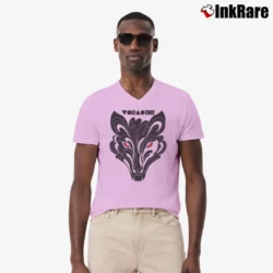 Men’s Wolfmother Black Wolf Rock V-Neck Tee in light pink | Sharp, Breathable, Everyday Staple