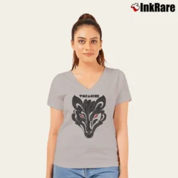 Women’s Wolfmother Black Wolf Rock V-Neck Tee in sport grey | Chic Neckline, Soft Texture