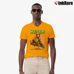 Men’s Wolverine 1991 Marvel Avengers X - men Crossover V-Neck Tee in orange | Sharp, Breathable, Everyday Staple
