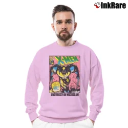 Men’s Wolverine 1993 X - men University Michigan 90s Marvel Crewneck Sweatshirt in light pink | Cozy Fabric, Clean Style