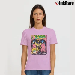 Women’s Wolverine 1993 X - men University Michigan 90s Marvel Signature T-Shirt in light pink | Soft, Flattering Fit