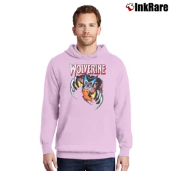 Men’s Wolverine Attack Marvel Comics Adult Pullover Hoodie in light pink | Cozy, Durable, Modern Fit