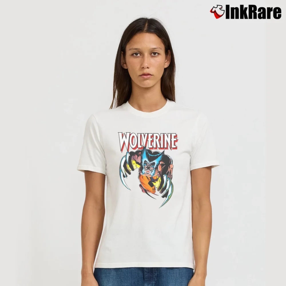 Women’s Wolverine Attack Marvel Comics Adult Signature T-Shirt in white | Soft, Flattering Fit