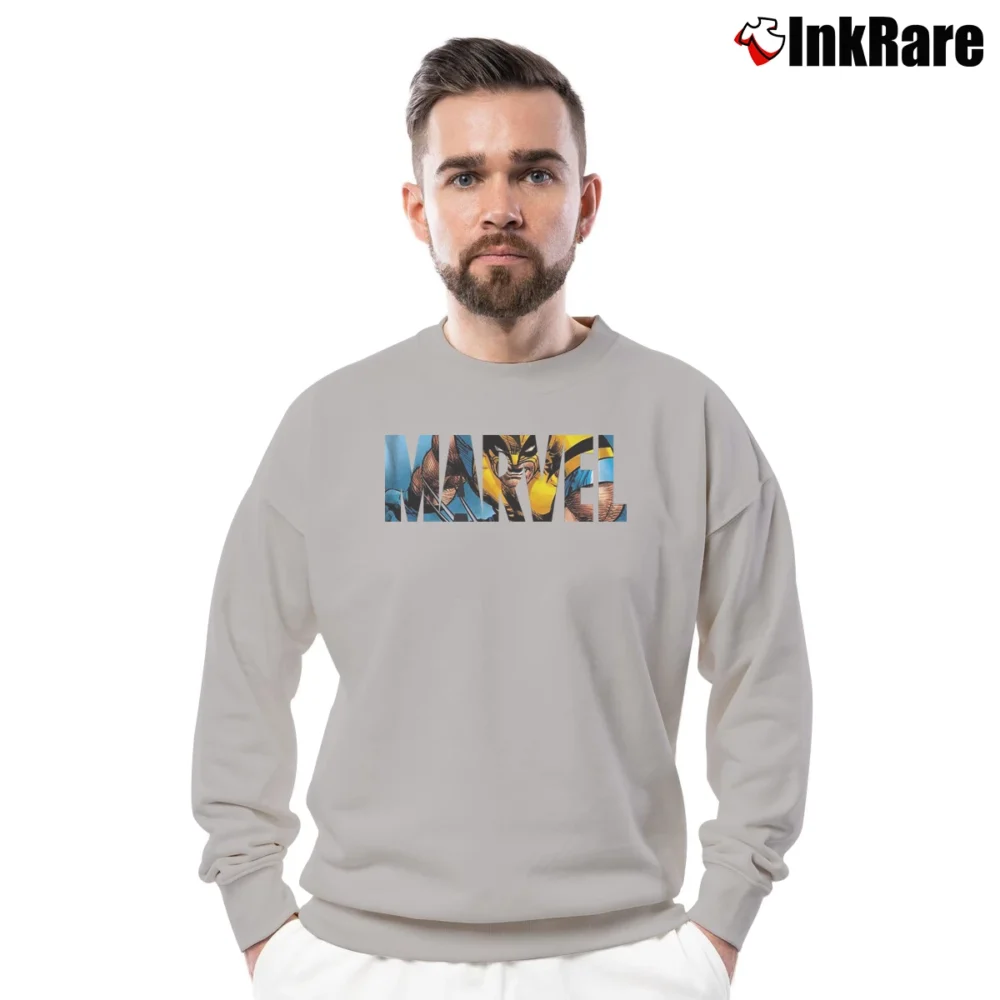 Men’s Wolverine Avengers X - men Marvel Logo Graphic Crewneck Sweatshirt in sport grey | Cozy Fabric, Clean Style