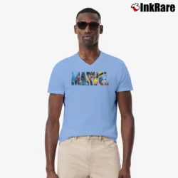 Men’s Wolverine Avengers X - men Marvel Logo Graphic V-Neck Tee in light blue | Sharp, Breathable, Everyday Staple