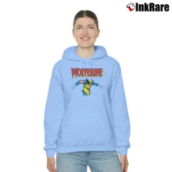 Women’s Wolverine Classic Character Marvel Logo Cozy Hoodie in light blue | Warm, Structured, Stylish