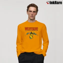Men’s Wolverine Classic Character Marvel Logo Long-Sleeve Shirt in orange | Sleek, Lightweight, Year-Round Wear