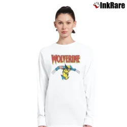 Women’s Wolverine Classic Character Marvel Logo Long-Sleeve Top in white | Sleek, Versatile, All-Season
