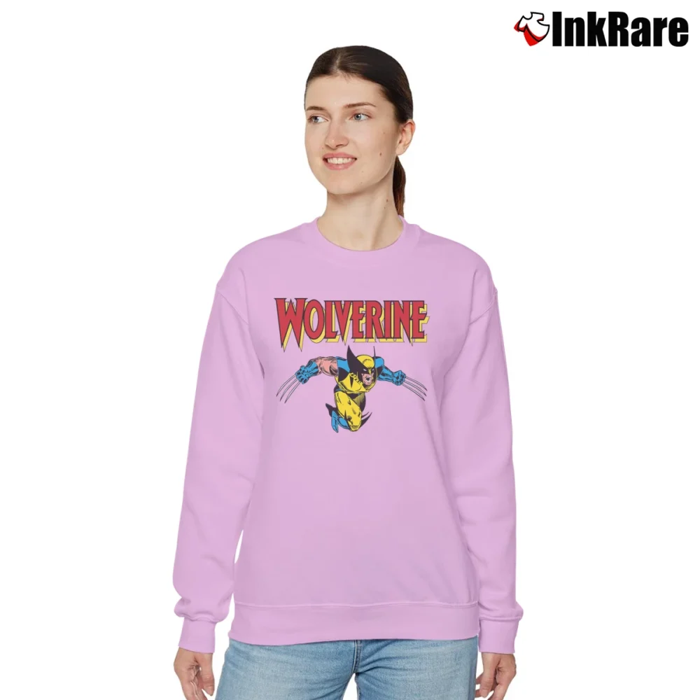 Women’s Wolverine Classic Character Marvel Logo Relaxed Sweatshirt in light pink | Soft, Laid-Back Vibe