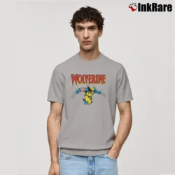 Men’s Wolverine Classic Character Marvel Logo Classic T-Shirt in sport grey | Soft, Breathable Everyday Wear