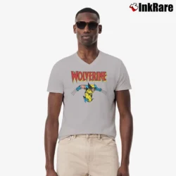 Men’s Wolverine Classic Character Marvel Logo V-Neck Tee in sport grey | Sharp, Breathable, Everyday Staple