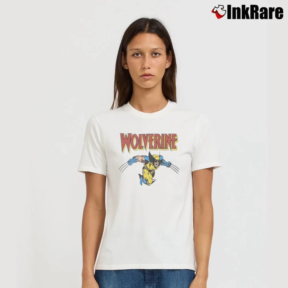 Women’s Wolverine Classic Superhero Logo Signature T-Shirt in white | Soft, Flattering Fit