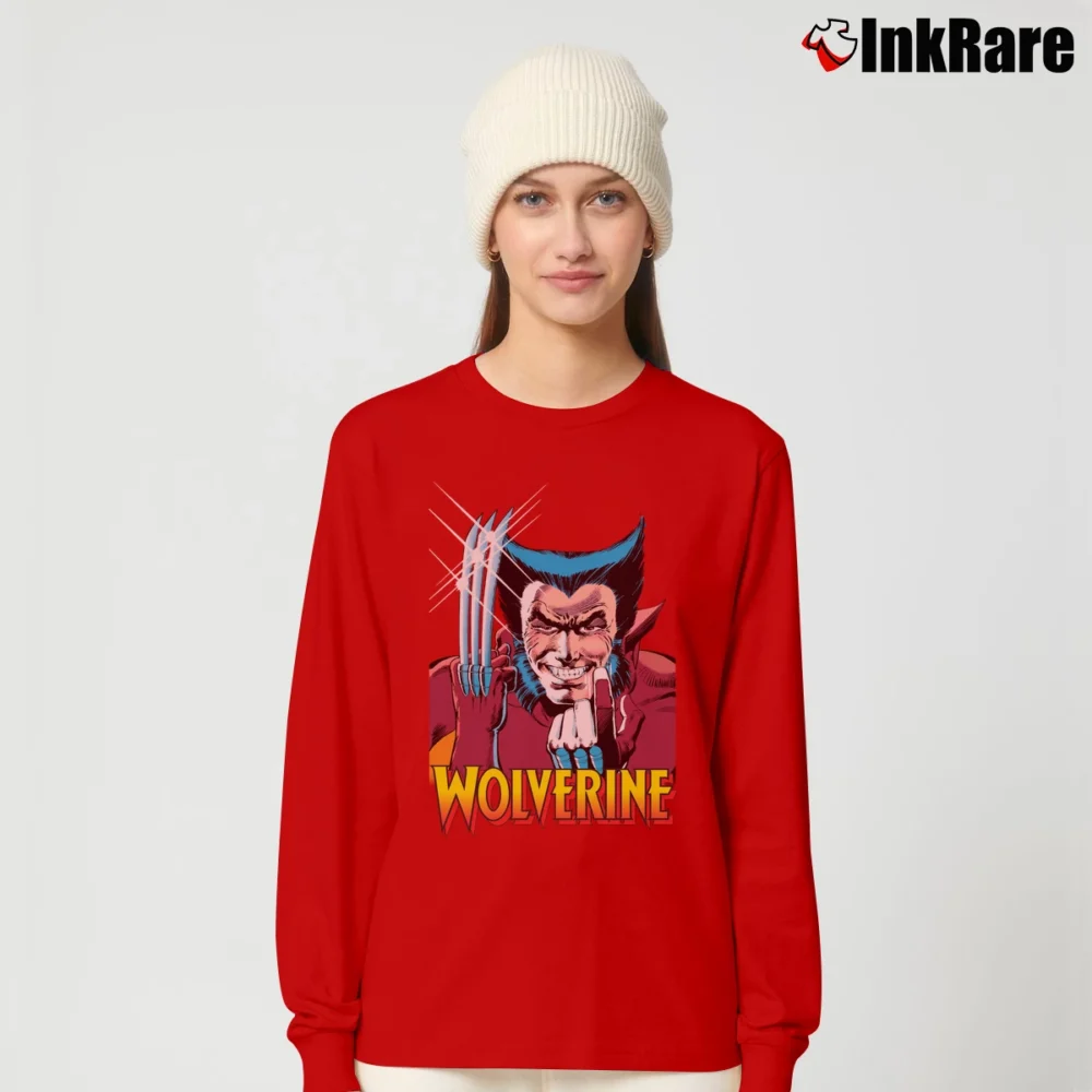 Women’s Wolverine Comic Come Here Pose Marvel Long-Sleeve Top in red | Sleek, Versatile, All-Season