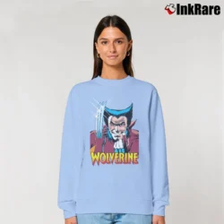 Women’s Wolverine Comic Come Here Pose Marvel Relaxed Sweatshirt in light blue | Soft, Laid-Back Vibe