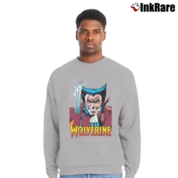 Men’s Wolverine Comic Come Here Pose Marvel Crewneck Sweatshirt in sport grey | Cozy Fabric, Clean Style