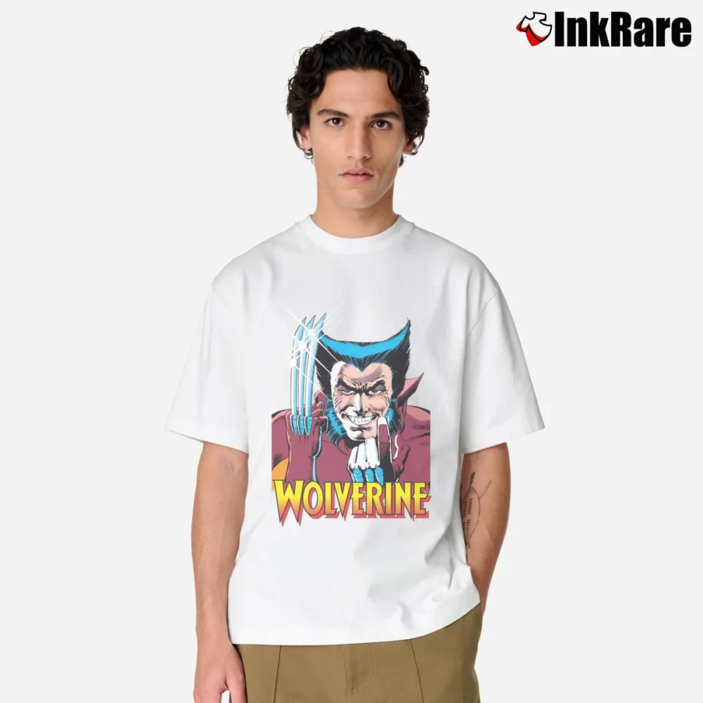 Men’s Wolverine Comic Come Here Pose Marvel Classic T-Shirt in white | Soft, Breathable Everyday Wear