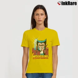 Women’s Wolverine Comic Come Here Pose Marvel Signature T-Shirt in yellow | Soft, Flattering Fit