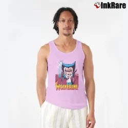 Men’s Wolverine Comic Come Here Pose Marvel Tank Top in light pink | Breathable, Active-Friendly Design