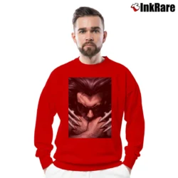 Men’s Wolverine Giant Claws X - men Marvel 90s Y2k Crewneck Sweatshirt in red | Cozy Fabric, Clean Style