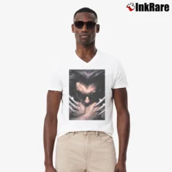 Men’s Wolverine Giant Claws X - men Marvel 90s Y2k V-Neck Tee in white | Sharp, Breathable, Everyday Staple