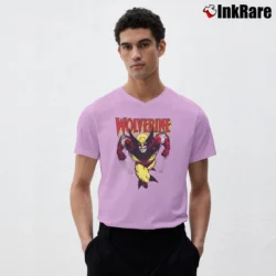 Men’s Wolverine Marvel Graphic Comic V-Neck Tee in light pink | Sharp, Breathable, Everyday Staple