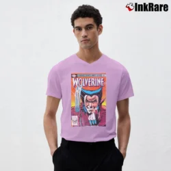 Men’s Wolverine X - men Marvel Graphic V-Neck Tee in light pink | Sharp, Breathable, Everyday Staple
