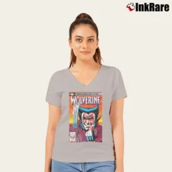 Women’s Wolverine X - men Marvel Graphic V-Neck Tee in sport grey | Chic Neckline, Soft Texture