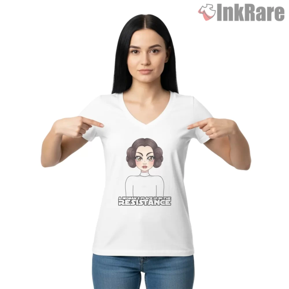 Women Of The Resistance Empowerment Shirt on white v-neck shirt for women graphic tee