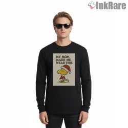 Woodstock Christmas My Mom Made Me Wear This Shirt on black long sleeve shirt for men graphic tee