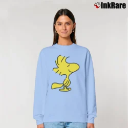 Women’s Woodstock Snoopy Charlie Brown Peanuts Relaxed Sweatshirt in light blue | Soft, Laid-Back Vibe