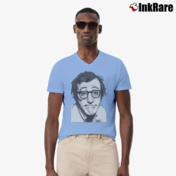 Men’s Woody Allen Film Director Graphic V-Neck Tee in light blue | Sharp, Breathable, Everyday Staple