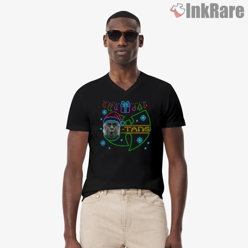 Woootang Rick Flair Holiday Parody Shirt on black v-neck shirt for men graphic tee