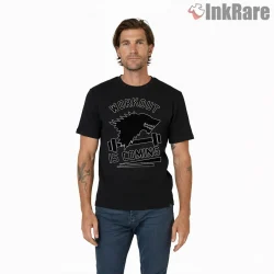 Workout Is Coming Gym Parody Stark Barbell Shirt on black short sleeve shirt for men graphic tee