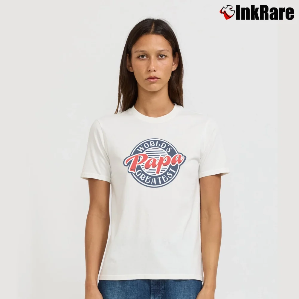 Women’s World's Greatest Papa Father's Day Signature T-Shirt in white | Soft, Flattering Fit