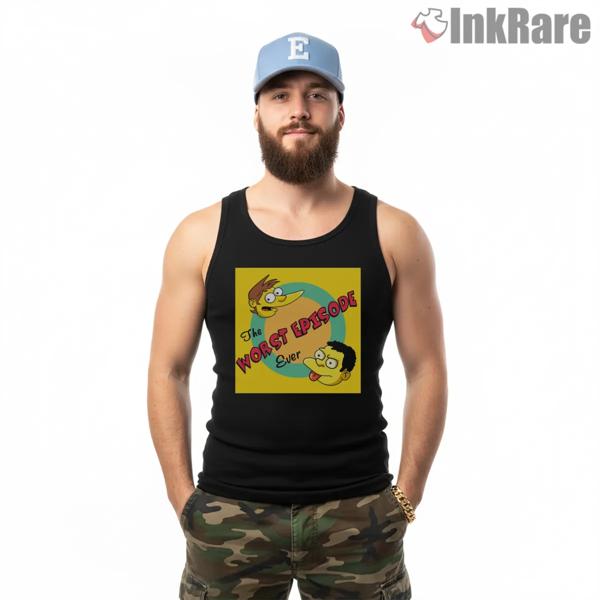 Worst Episode Ever Simpsons Retro Logo Cartoon Tank Top Black Worst Episode Ever Simpsons Retro Logo Cartoon Shirt on black tank top for men graphic tee