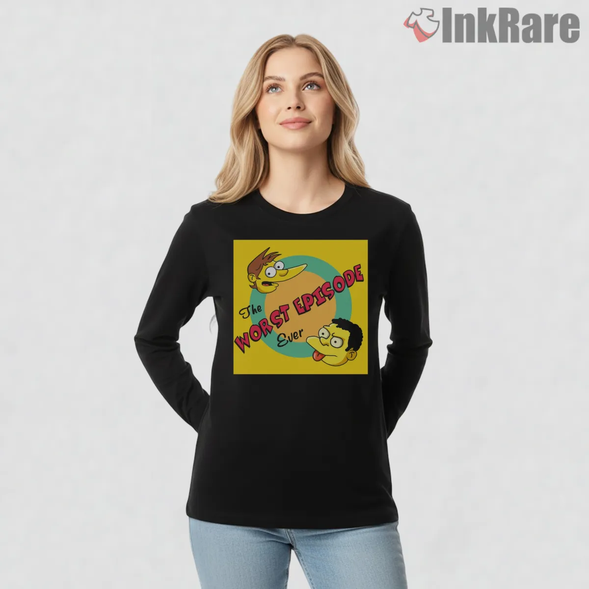 Worst Episode Ever Simpsons Retro Logo Cartoon Long Sleeve Black Worst Episode Ever Simpsons Retro Logo Cartoon Shirt on black long sleeve shirt for women graphic tee
