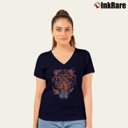 Women’s Wrangler Graphic Tiger V-Neck Tee in navy | Chic Neckline, Soft Texture