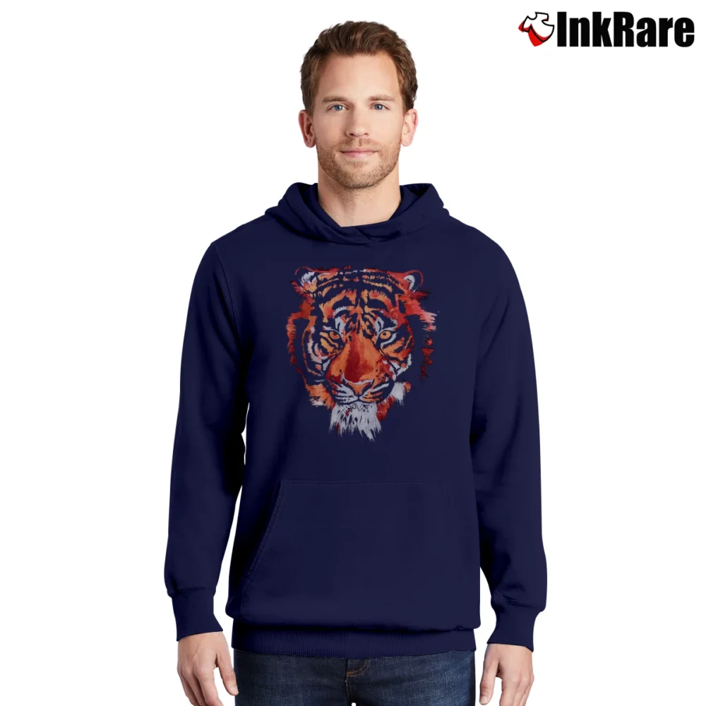 Men’s Wrangler Tiger Graphic Vintage Pullover Hoodie in navy | Cozy, Durable, Modern Fit
