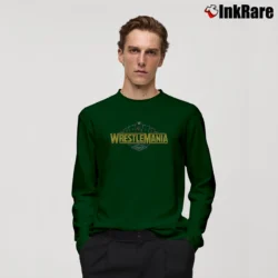 Men’s WrestleMania 41 Las Vegas Logo for WWE Fans Long-Sleeve Shirt in forest green | Sleek, Lightweight, Year-Round Wear