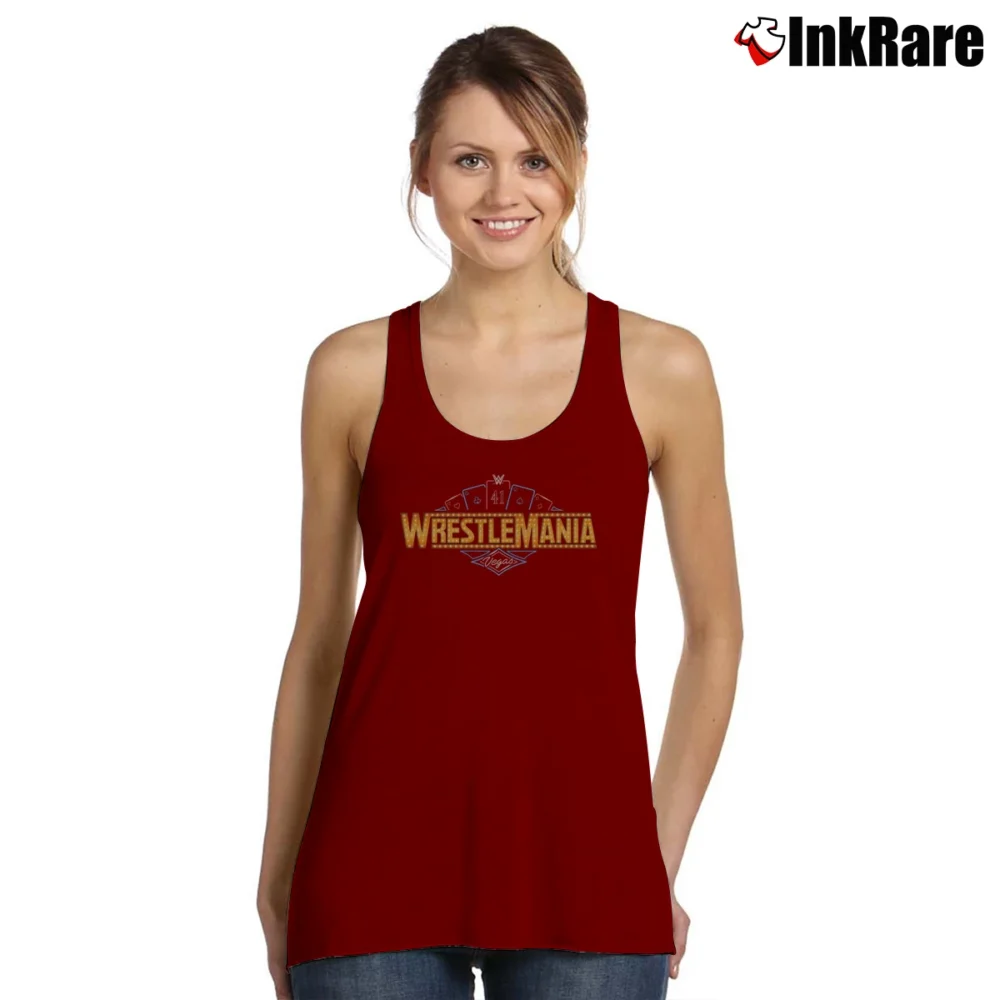 Women’s WrestleMania 41 Las Vegas Logo for WWE Fans Tank Top in maroon | Lightweight, Movement-Friendly