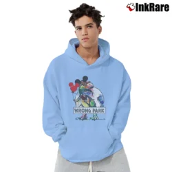 Men’s Wrong Park Jurassic Mickey Disney Family Trip Pullover Hoodie in light blue | Cozy, Durable, Modern Fit