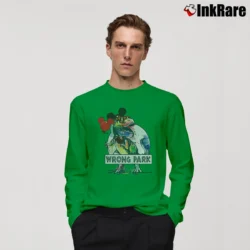Men’s Wrong Park Jurassic Mickey Disney Family Trip Long-Sleeve Shirt in irish green | Sleek, Lightweight, Year-Round Wear
