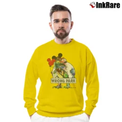 Men’s Wrong Park Jurassic Mickey Disney Family Trip Crewneck Sweatshirt in yellow | Cozy Fabric, Clean Style