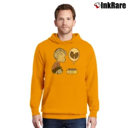 Men’s Wu - life Linus Charlie Brown Clan Peanuts Logo Pullover Hoodie in orange | Cozy, Durable, Modern Fit