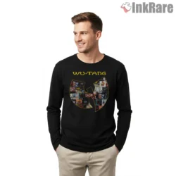 Wu Tang Album Collage Classic Shirt on black long sleeve shirt for men graphic tee