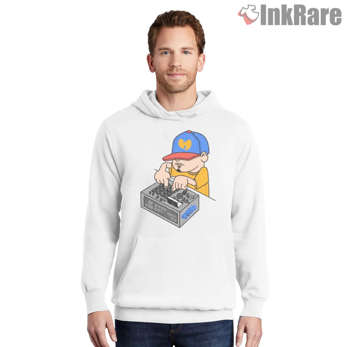 Wu Tang And Mf Doom Dj Scratch Cartoon Shirt on white hoodie for men graphic tee